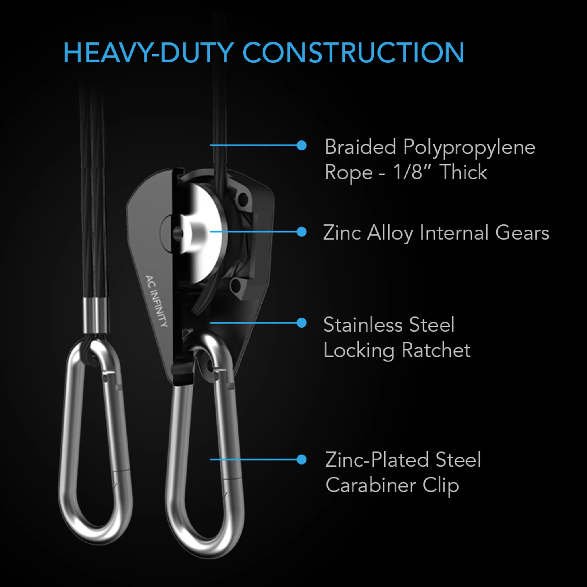 AC Infinity Heavy-Duty Adjustable Rope Clip Hanger - Image 3