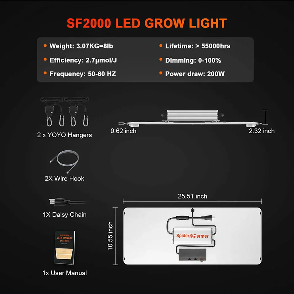 Spider Farmer SF2000 200w LED Grow Light - Image 8